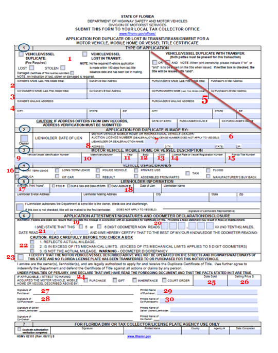 Form 82101 Application For Duplicate Title Pinellas County Tax Collector